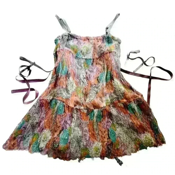 New Garella Elisa Floral Silk Dress Cochella Whimsy Fairy Woman's Size 4 - Picture 4 of 14